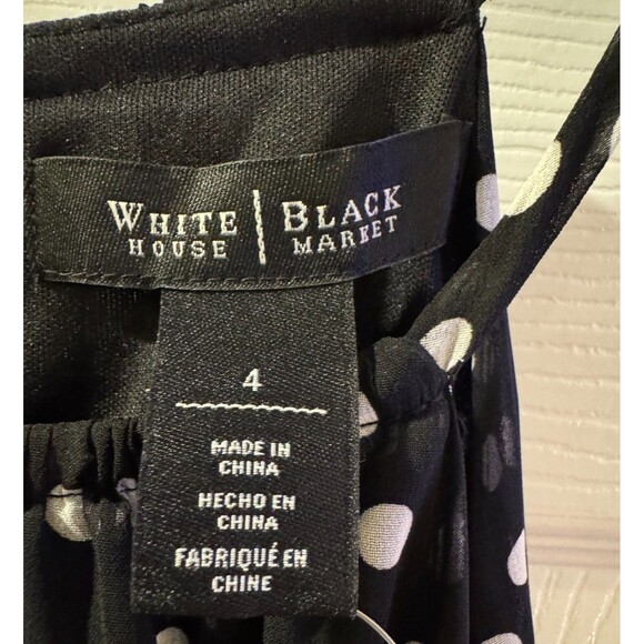 WHBM Halter Dress Women's Size 4 High Low Polka Dots Sleeveless Black White NEW - Picture 13 of 14